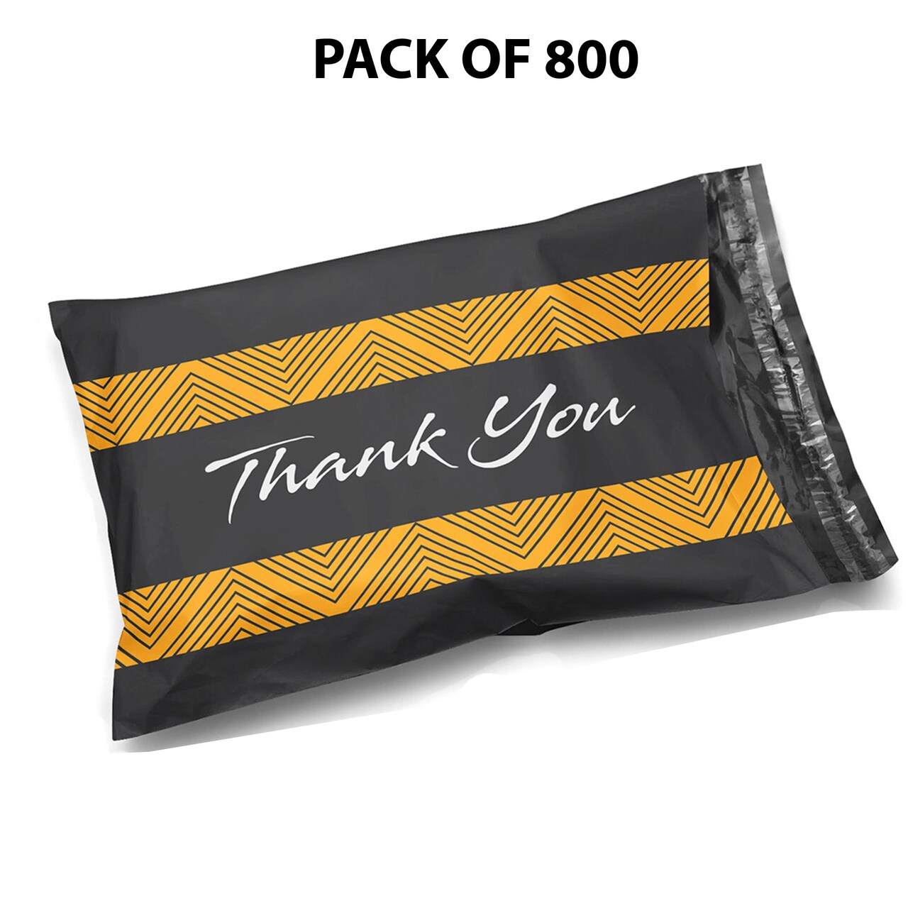 10 x 13 Glossy Black Decorative Thank You Plastic Poly Mailer Bags Waterproof Shipping Mailing Envelope 2 Mil for Apparel, Clothes, Shirts, Books – Permanent Adhesive Seal